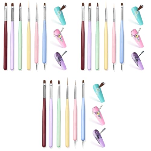 MAYCREATE® Professional 3PCS Nail Art Brush Set Salon Quality Detailing Kit with 2-in-1 Striping Dotting Tool Flat Brush for Acrylic Gel Nails DIY Extension Design MAYCREATE® Professional 3PCS Nail Art Brush Set Salon Quality Detailing Kit with 2-in-1 Striping Dotting Tool Flat Brush for Acrylic Gel Nails DIY Extension Design
